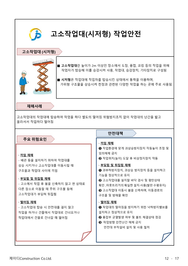 고소작업(시저형) 작업안전