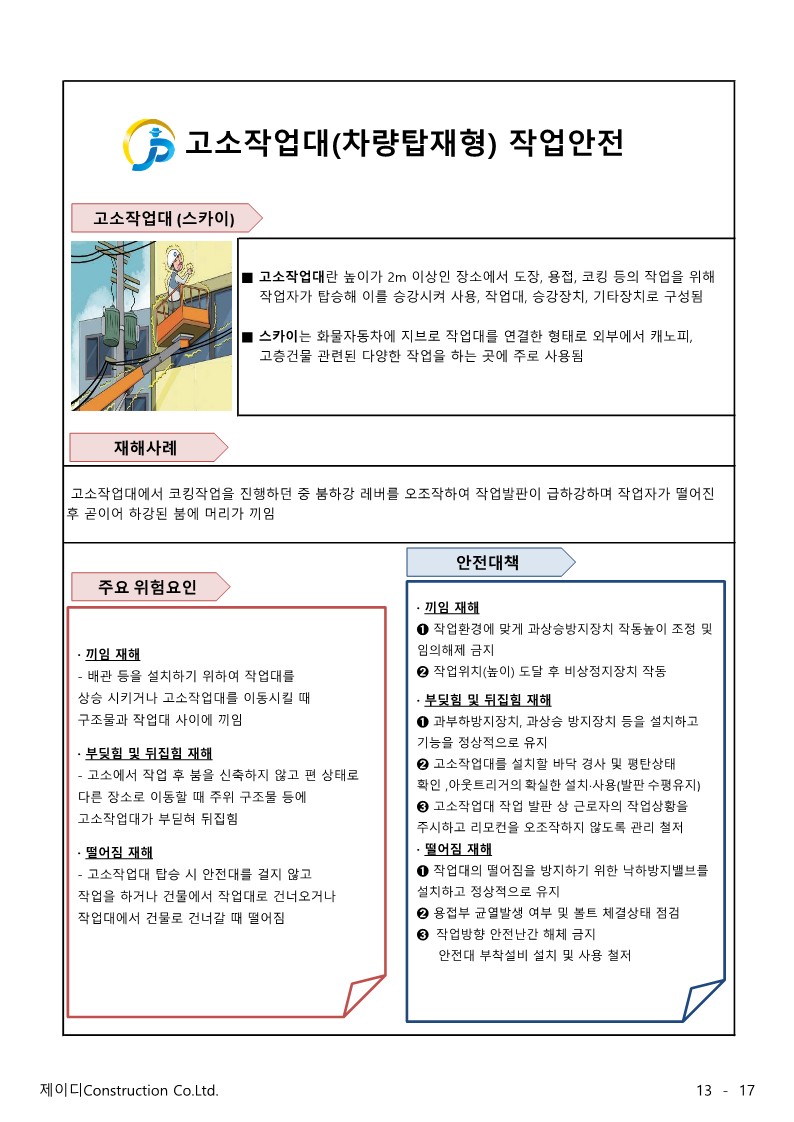 고소작업(차량탑재형) 작업안전